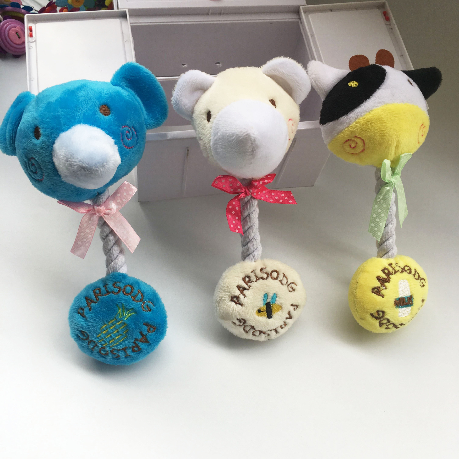 Cat and dog teething, teeth cleaning, plush sound-making toys with cotton ropes, bull and bear combination cloth toys, pet dog supplies pic 14