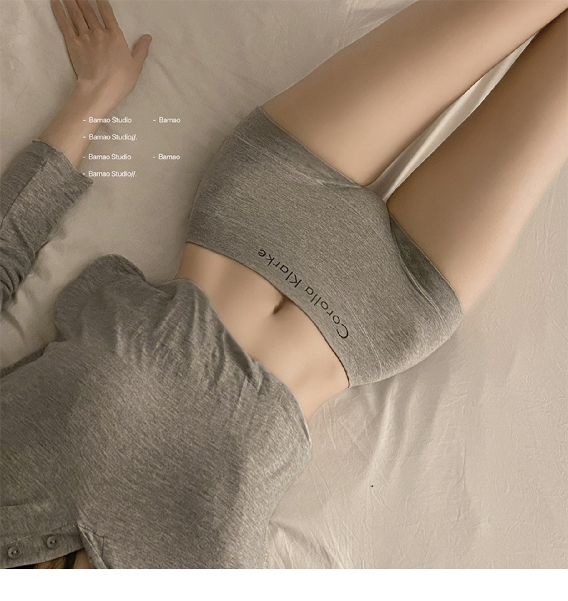 运动风撞色平角无痕纯棉内裤女士抑菌石墨烯裆包臀中腰女生四角裤详情6