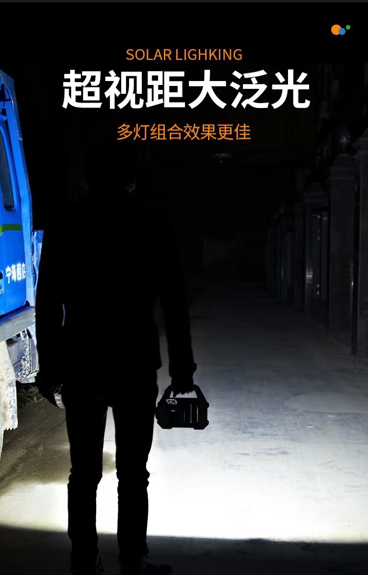 Outdoor solar high-intensity portable lamp, multi-functional rechargeable cob floodlight, rechargeable camping lamp pic 12