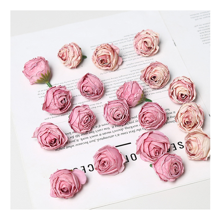 Ins风焦边小乔仿真玫瑰花头韩系DIY发饰头花胸花配件婚庆花艺装饰详情9