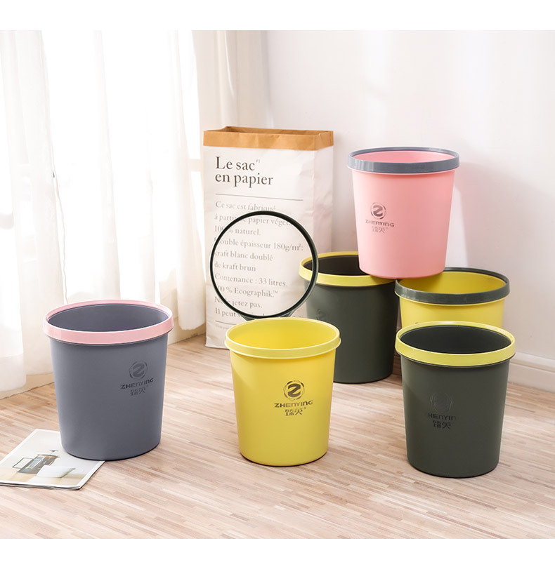 大号家用圆形塑料垃圾桶无盖带压圈厨房卧室卫生间收纳桶杂物桶02102-0370详情16