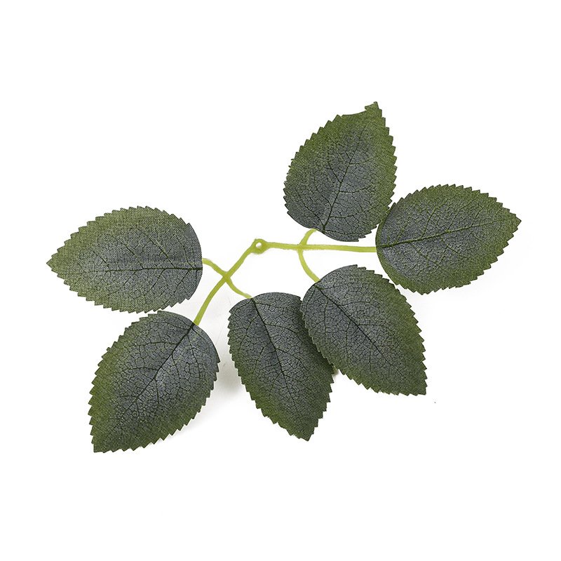 Factory wholesale imitation silk-screen printed 6-ear rose leaves, imitation green plant leaves, handcrafted eucalyptus leaf ornaments in stock pic 9