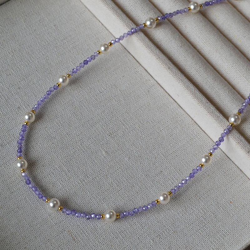 日韩小众设计闪亮彩色锆石满天星珍珠清新甜美高级感项链锁骨链女详情14