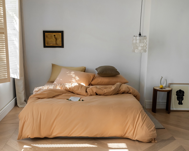 ins Japanese-style solid color all-cotton knitted cotton four-piece set, skin-friendly nude sleeping plain double-layer Indian cotton bed sheet pic 147