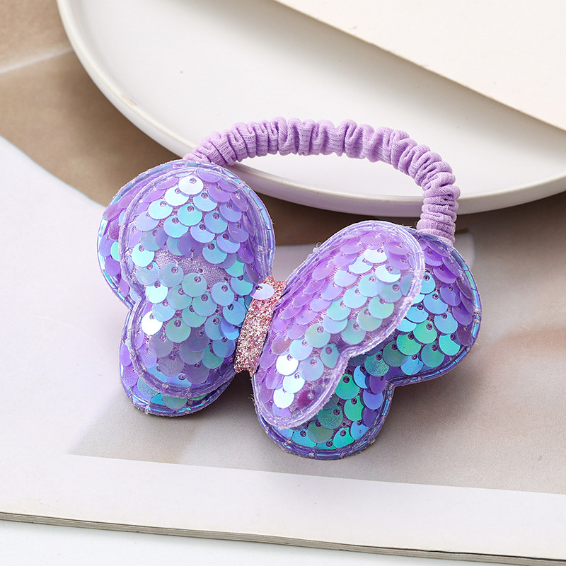 2025新款亮片蝴蝶发绳儿童发圈蝴蝶结扎高马尾头绳女孩橡皮筋头饰详情1