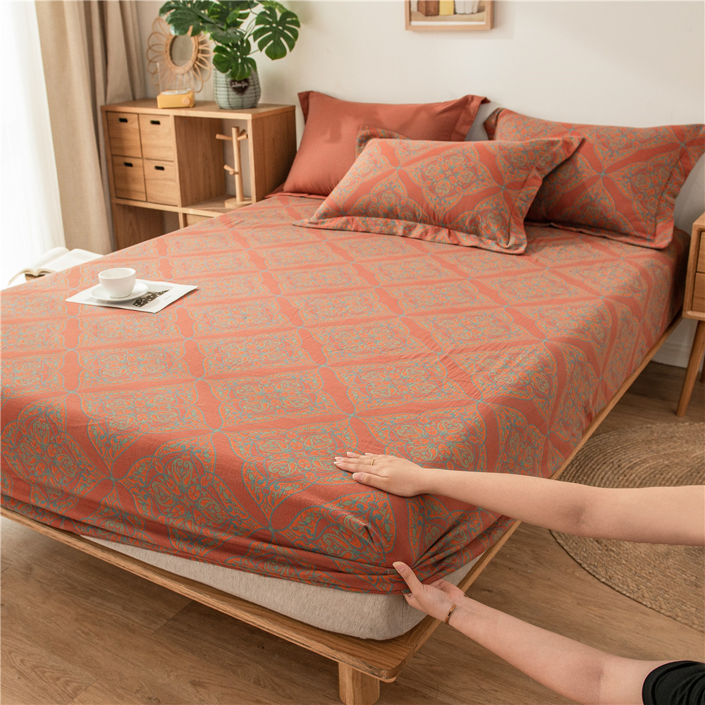 Pure cotton yarn-dyed jacquard double-layer gauze bed cover, single piece of all-cotton gauze mattress protective cover, bedspread, bed cover, single piece of bedding pic 45