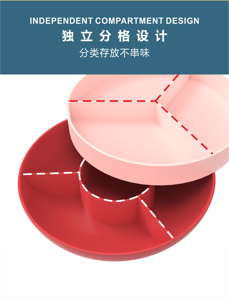 创意花瓣果叉双层零食盘果盘带盖子家用高颜值客厅坚果零食收纳盘详情5
