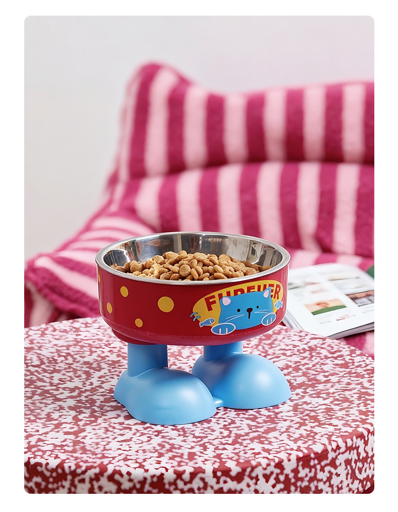 Rongka Pet Cross-border Pet stainless Steel high-legged Bowl, anti-slip and anti-knock cat bowl, large-capacity dog feeder, cat food bowl pic 9