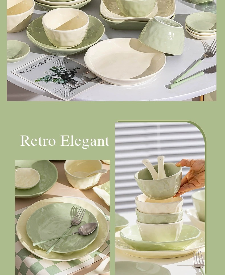 奶油风碗碟套装家用ins简约高颜值陶瓷碗筷碗盘乔迁餐具批发礼品详情14