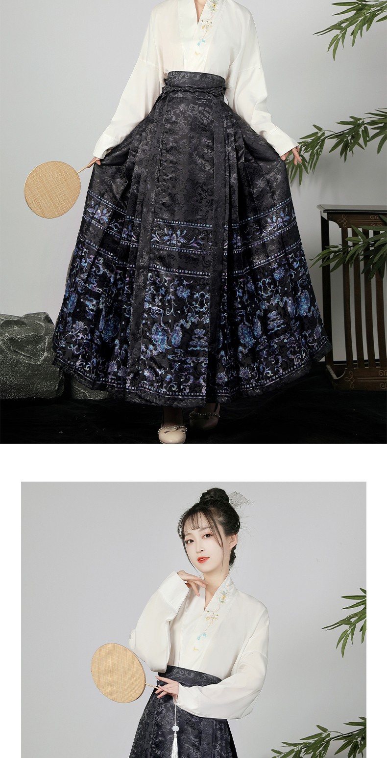 原创马面裙全套一整套【青花】明制刺绣汉服女飞机袖中国风日常穿国潮详情16