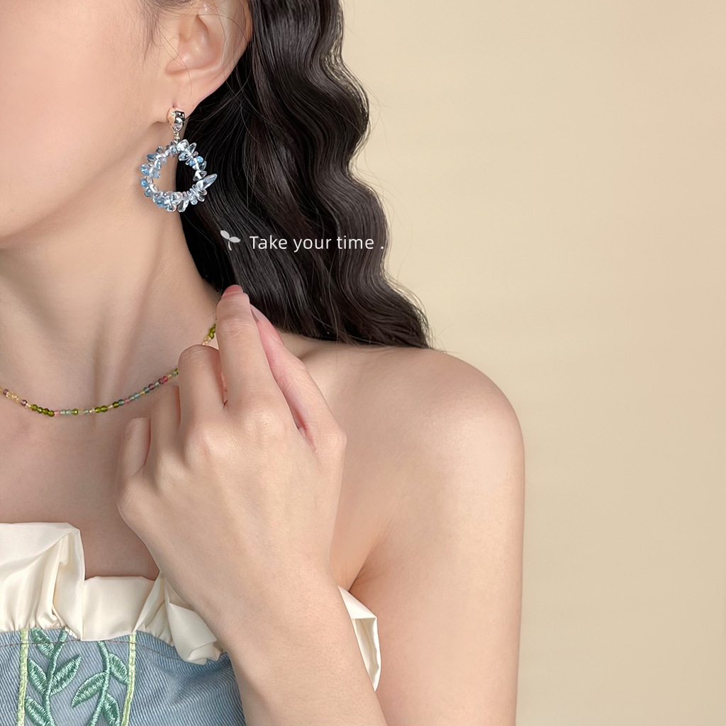 【 Sea Blue Series 】 Summer new original design, handcrafted, fresh and vacation-style blue earrings, factory earrings for women pic 18