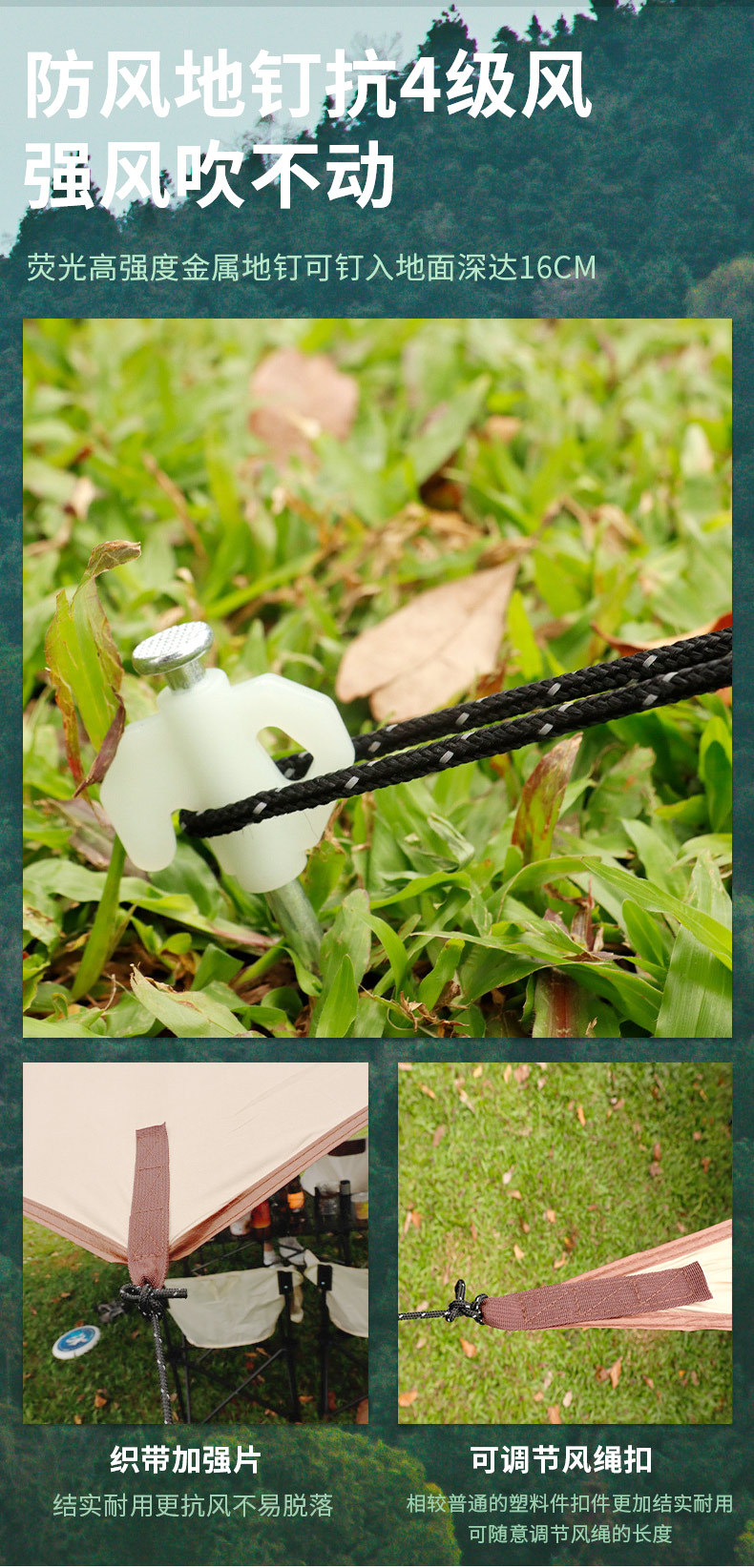 Sky tent, outdoor camping sunshade, hexagonal black rubber silver-coated thick curtain, sun protection canopy, camping and picnic equipment pic 15