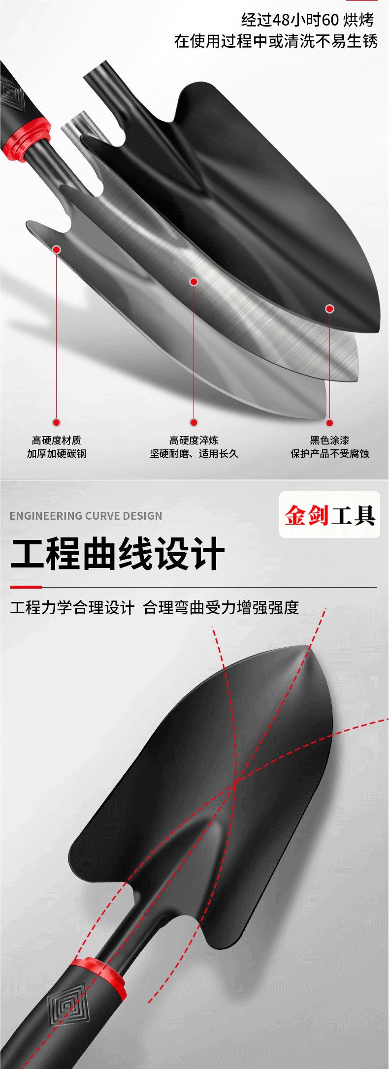 园艺小铲子铁锹种菜栽花套装盆栽多肉锄头耙子挖土种养花园艺工具详情3