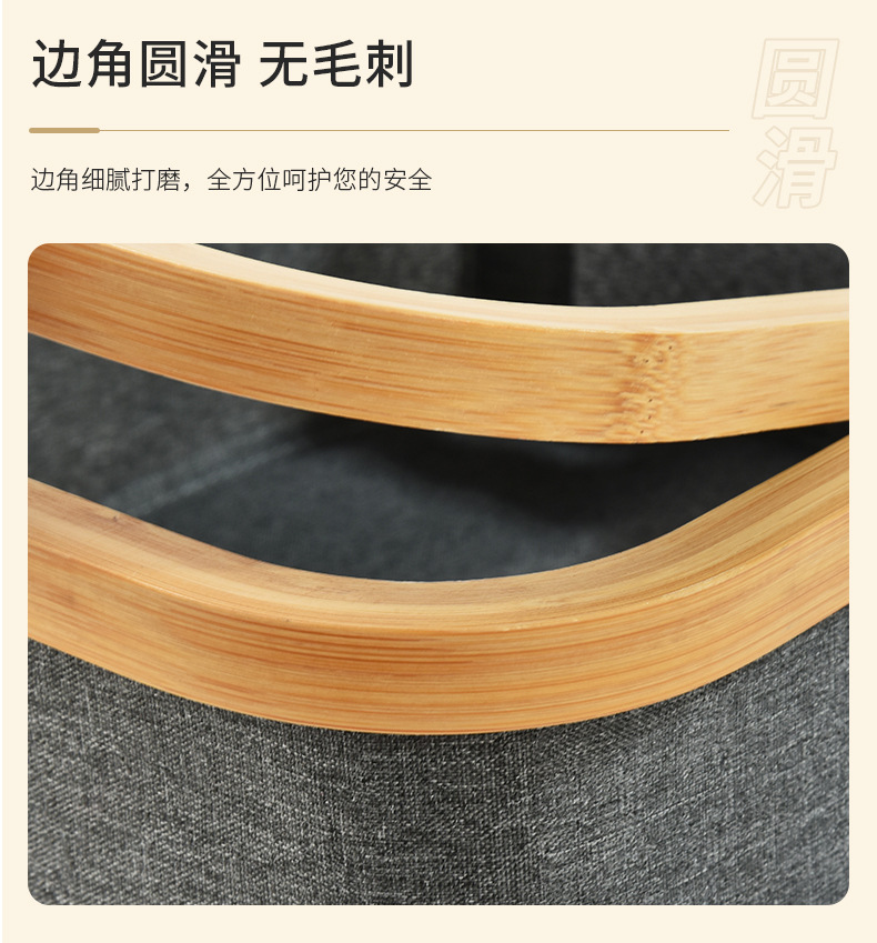 跨境带木把手折叠收纳篮桌面整理收纳盒居家卫生间居家脏衣篮批发详情8