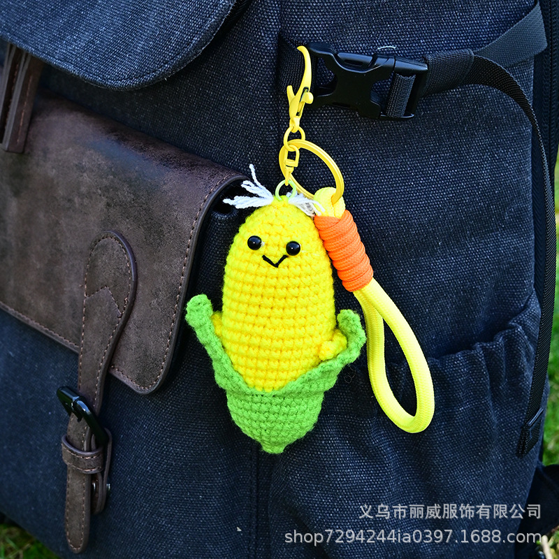 萌趣可爱毛绒蔬菜玉米挂件diy创意手工编织背包钥匙扣挂件仿真详情2