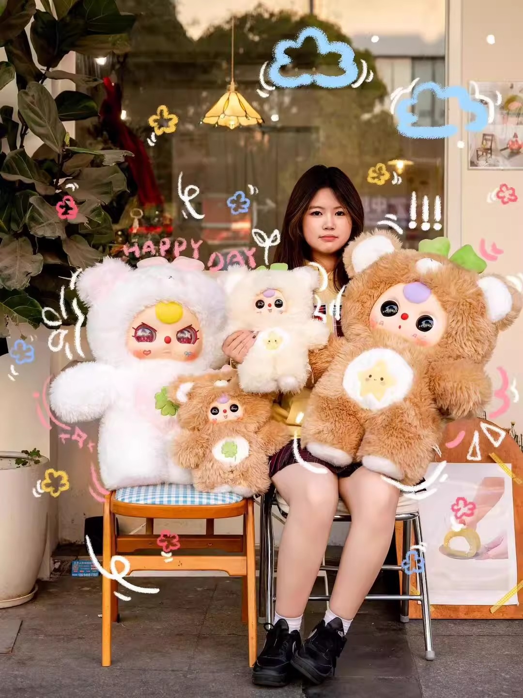baby three, a three-year-old, 1000-body second-generation bear cub, a genuine plush blind box collectible doll pic 7
