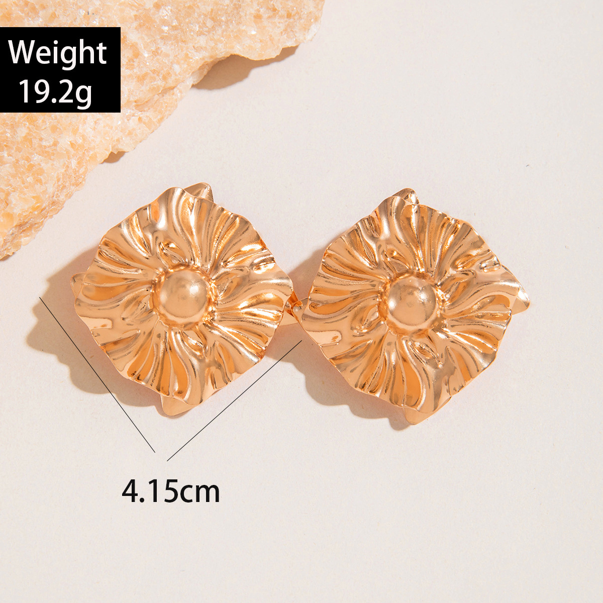 欧美跨境复古水滴形褶皱耳环气质高级感几何椭圆三角形耳钉耳饰女详情1