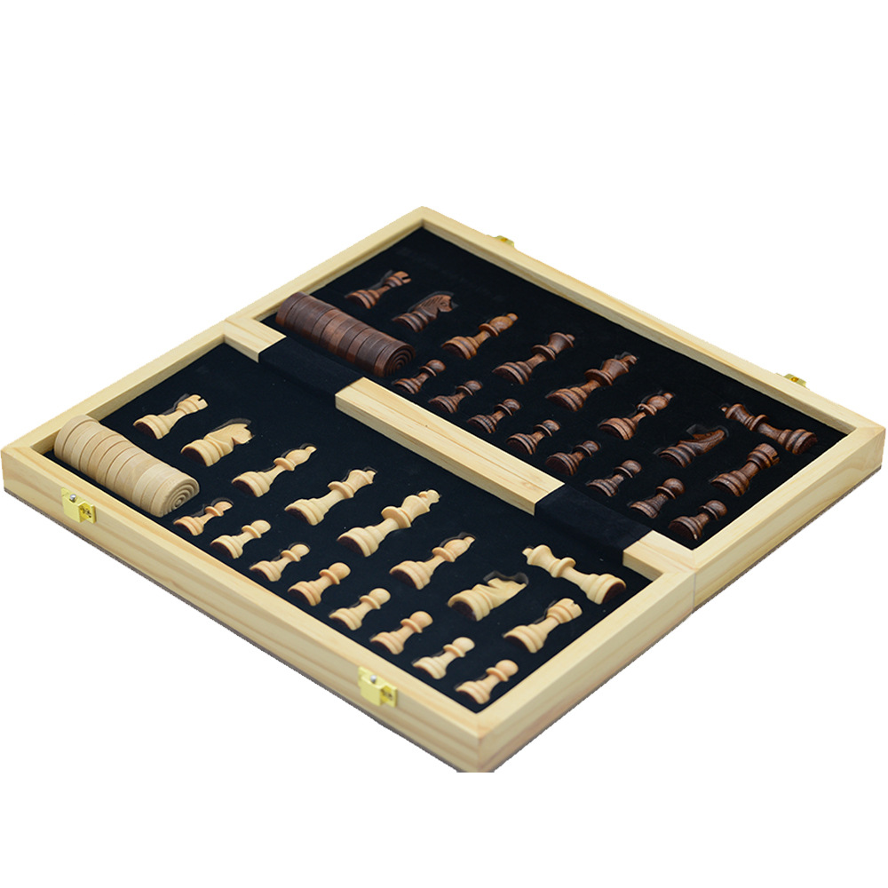 二合一木制国际象棋跳棋磁性折叠便携益智棋牌休闲娱乐传统桌游详情14