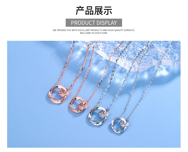Pure silver 999 pure silver Mobius strip couple necklace, a light luxury and niche Qixi Festival gift, Shuibei is selling well pic 4