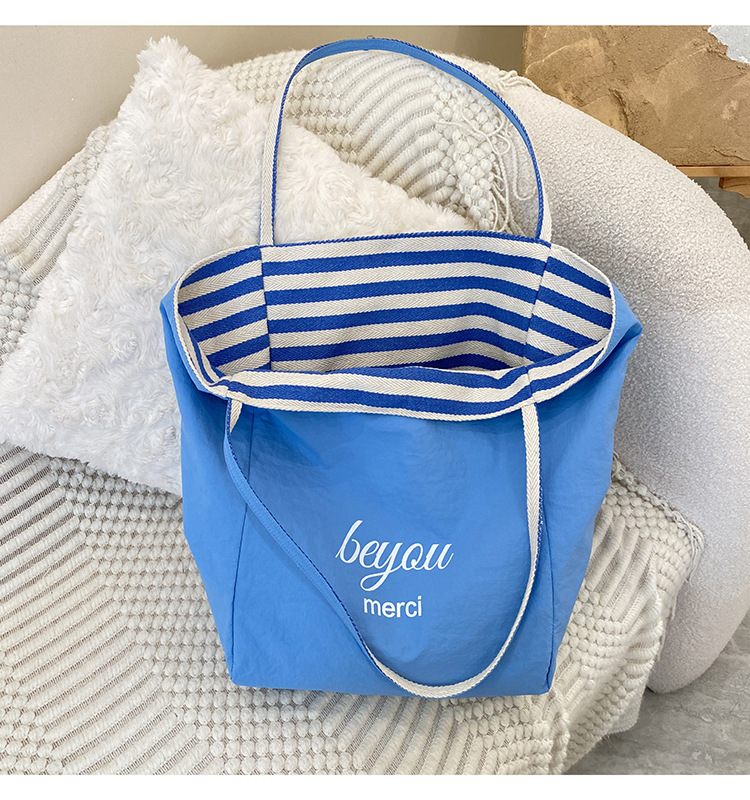 Striped canvas bag, 2024 new Korean-style ins tote casual bag, single-shoulder large-capacity tote bag shopping bag pic 26