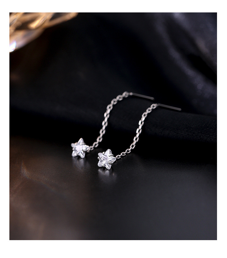 纯银锆石耳线批发爱心耳饰春夏闪钻星星耳钉高级感小众耳坠气质详情9