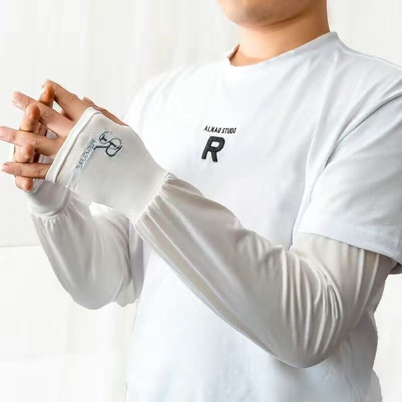 冰丝防晒袖套男款宽松高级感户外防紫外线护袖手袖跑步开车冰袖详情11