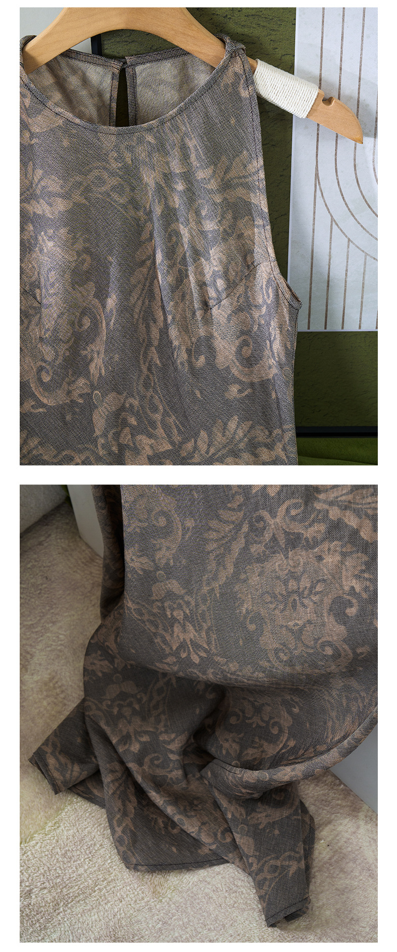 Rongtai Tencel Linen printed improved cheongsam sleeveless slimming dress for Women 2025 New style elegant A-line dress pic 42