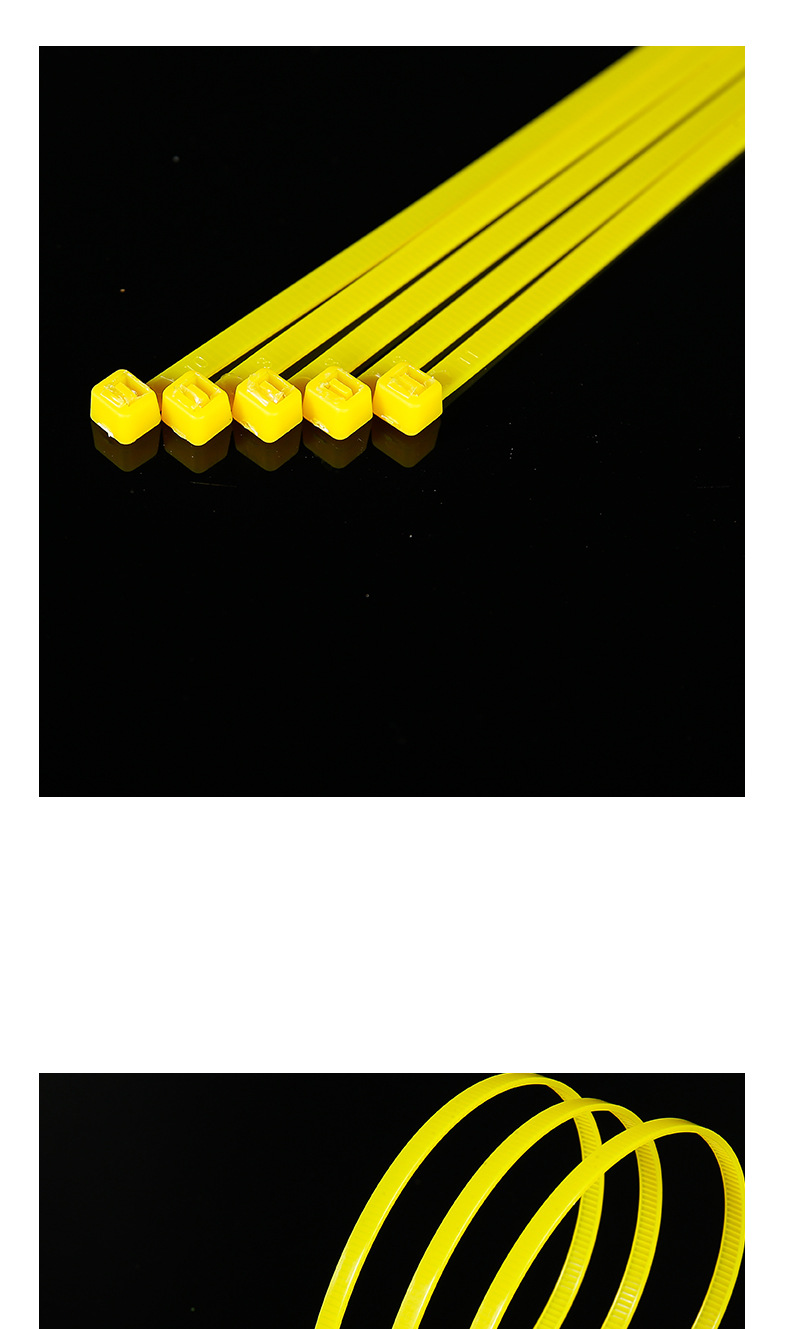 黄色扎带塑料扎带批发尼龙扎带平口垃圾袋废物袋封口扎带耐用详情3