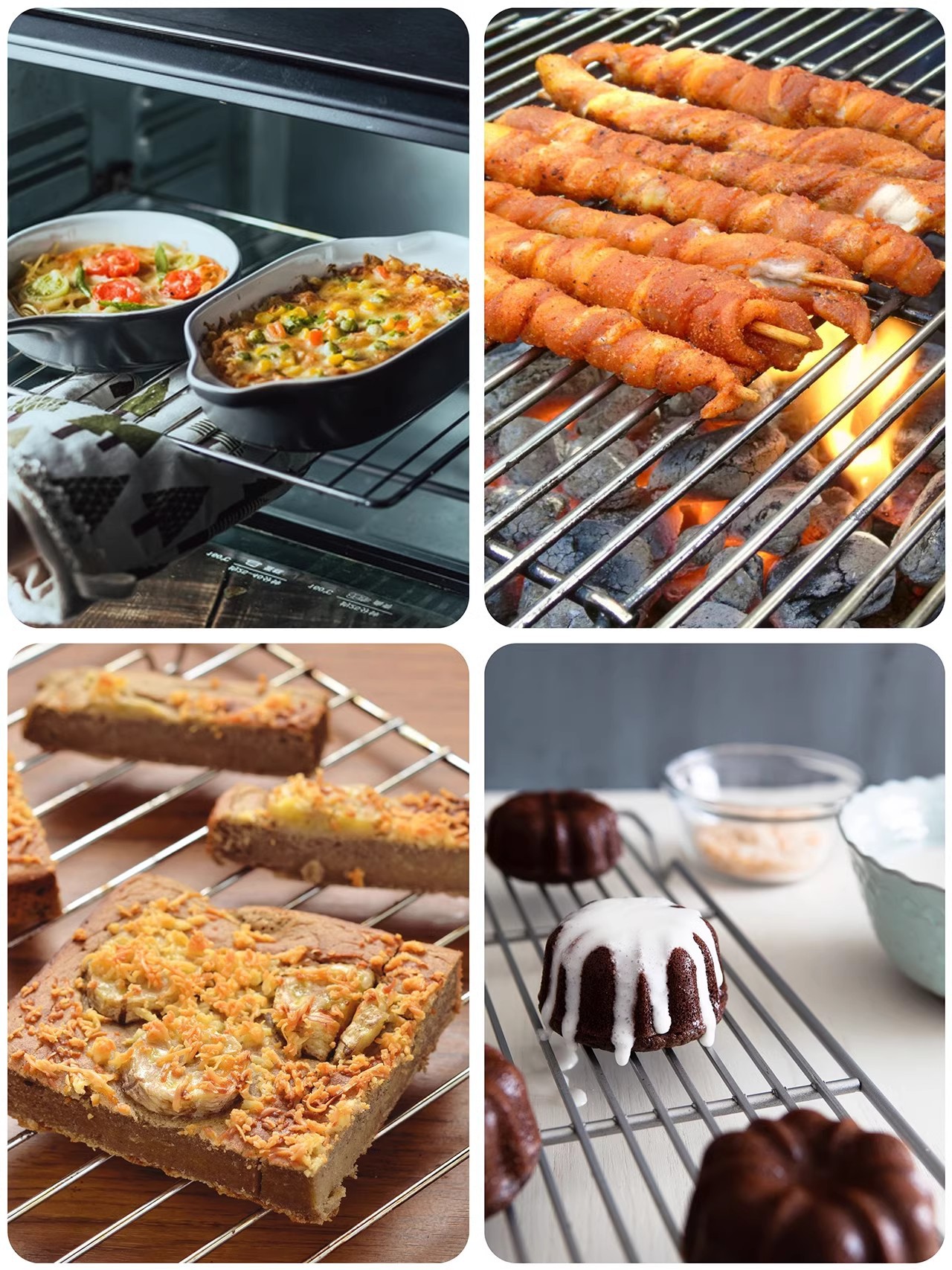 不锈钢烧烤网长方形加粗烤架烤箱网烘焙晾晒网片户外烤肉工具篦子详情5