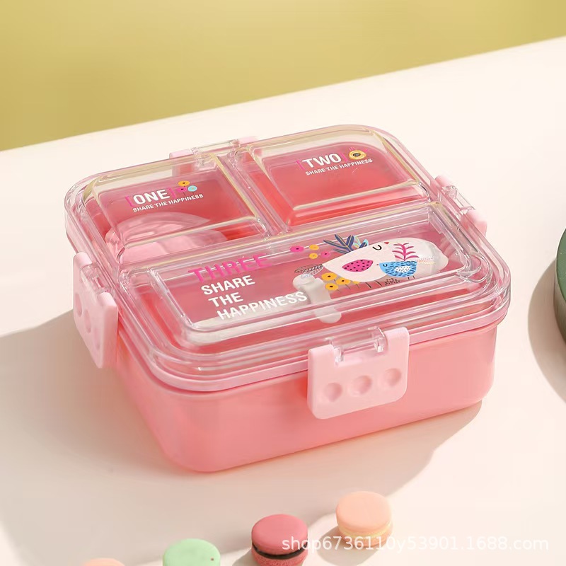 304 stainless steel square lunch box, student non-cross-contamination compartment-sealed lunch box, office worker insulated bento box, gift pic 4