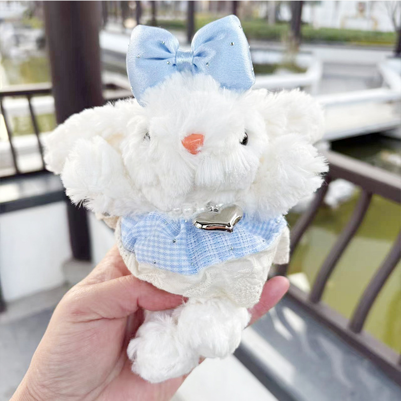 多巴胺格子长耳兔包包挂件小饰品可爱钥匙扣公仔玩偶兔子毛绒玩具详情13