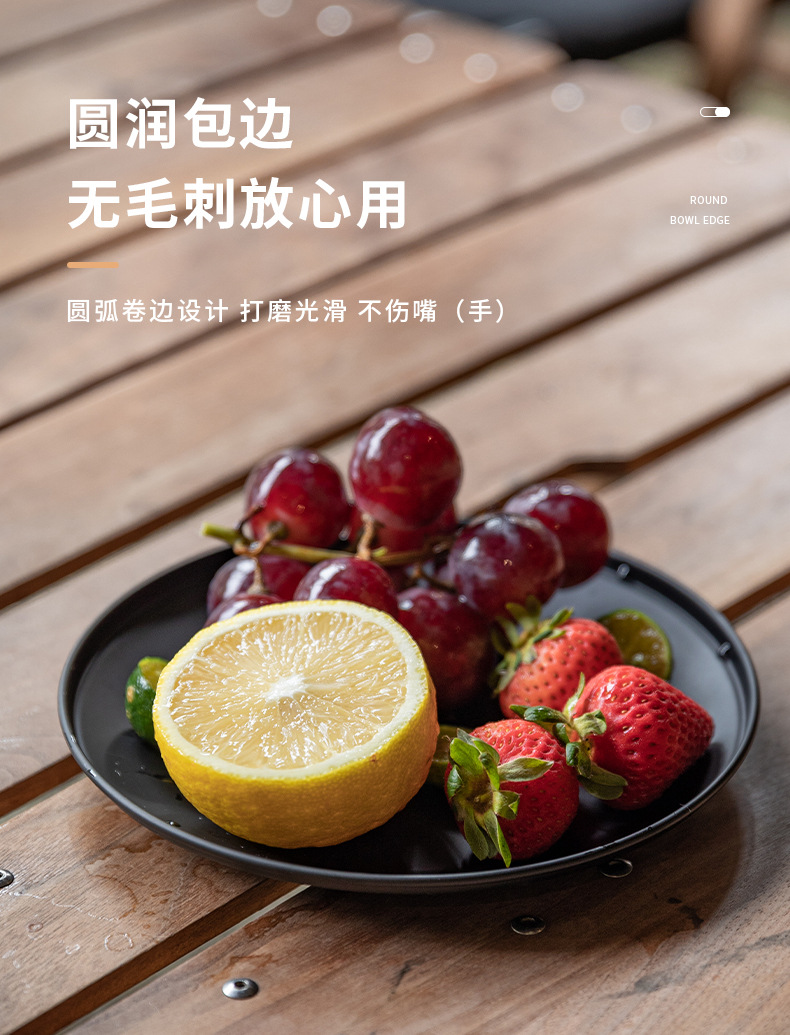 柯曼BKS395黑化不锈钢镀钛便携户外露营烧烤汤碗盘碟子餐具套装详情7