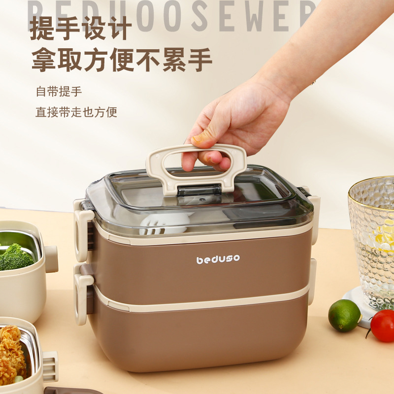 304不锈钢饭盒微波炉 学生上班族午餐饭盒密封分隔便当盒专用详情7