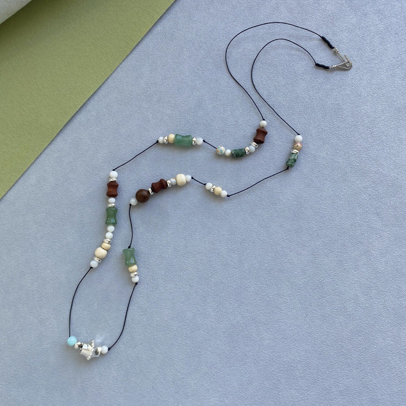 新款云松木珠串珠项链小众轻奢高级感多种戴法气质长款腰链卫衣链详情5