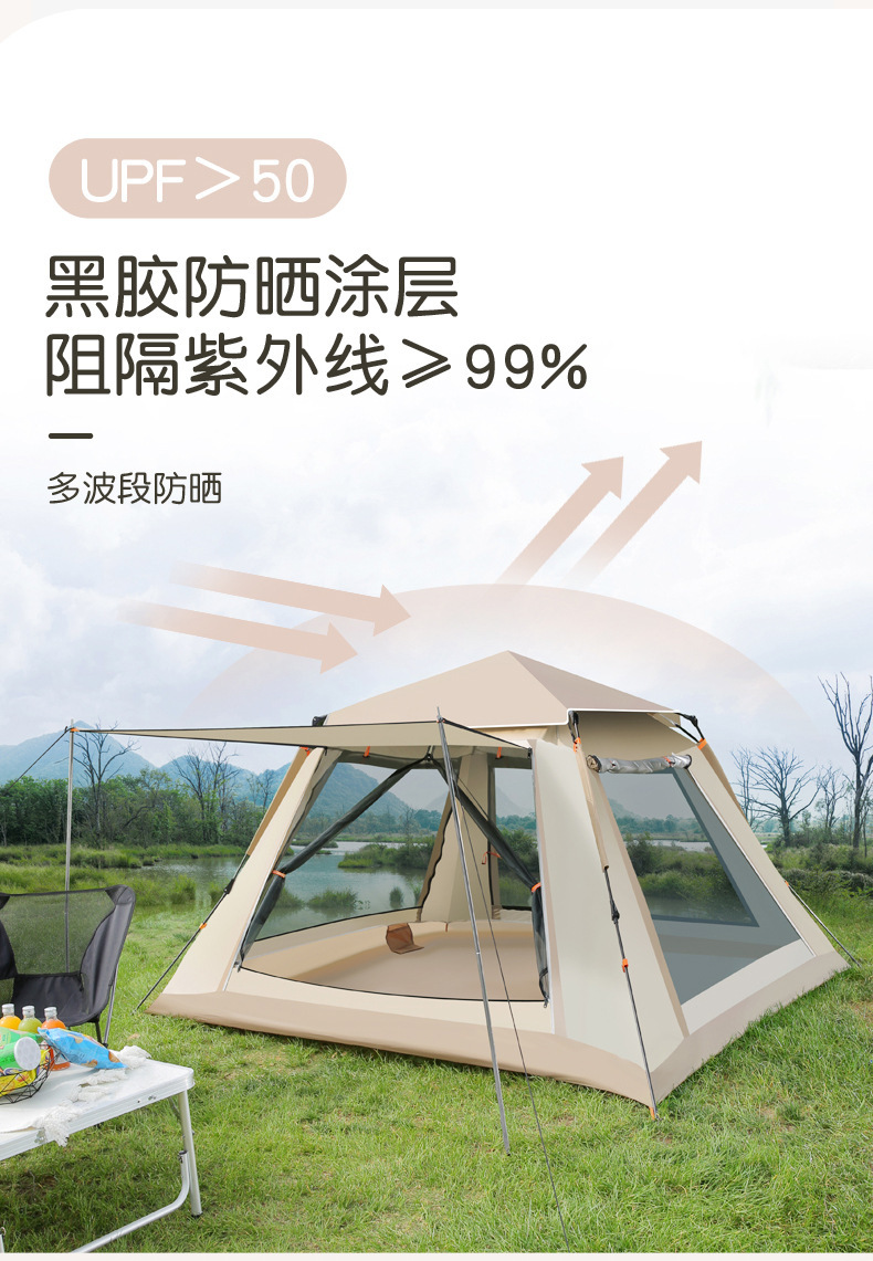 Outdoor fully automatic thickened quick-opening windproof and rainproof park tent, portable foldable tent for outdoor camping, sun protection pic 4