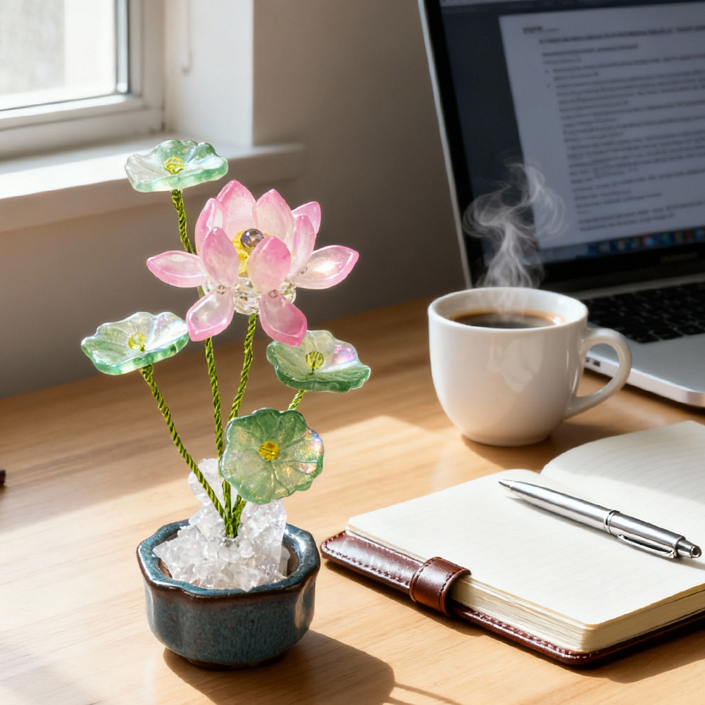 厂家批发网红莲莲清新荷花新款车载摆件工艺品送礼装饰用品男女详情7