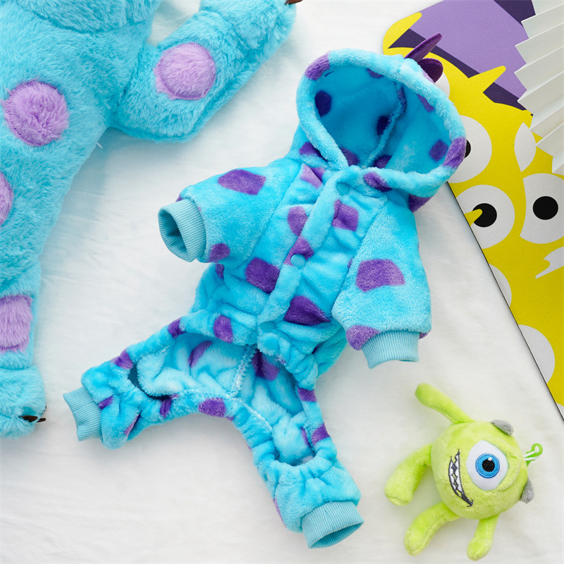 Teddy dog and cat autumn and winter cute thick four-legged clothes, small and medium-sized dog flannel transformation suit dog clothing, warm, comfortable and cold-resistant, with various styles pic 5