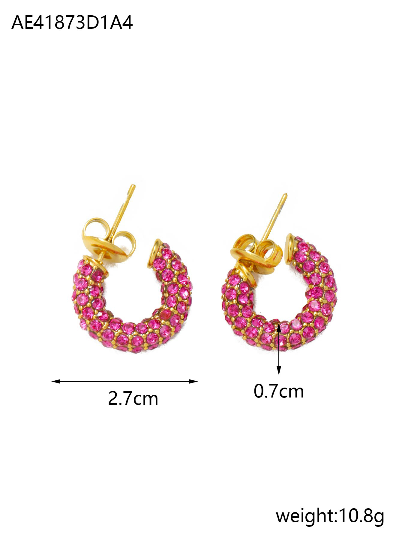 Wholesale of new gold-plated earrings, seven-color full diamond ear rings and earrings, high-end jewelry that are popular on Instagram in Europe and America pic 5
