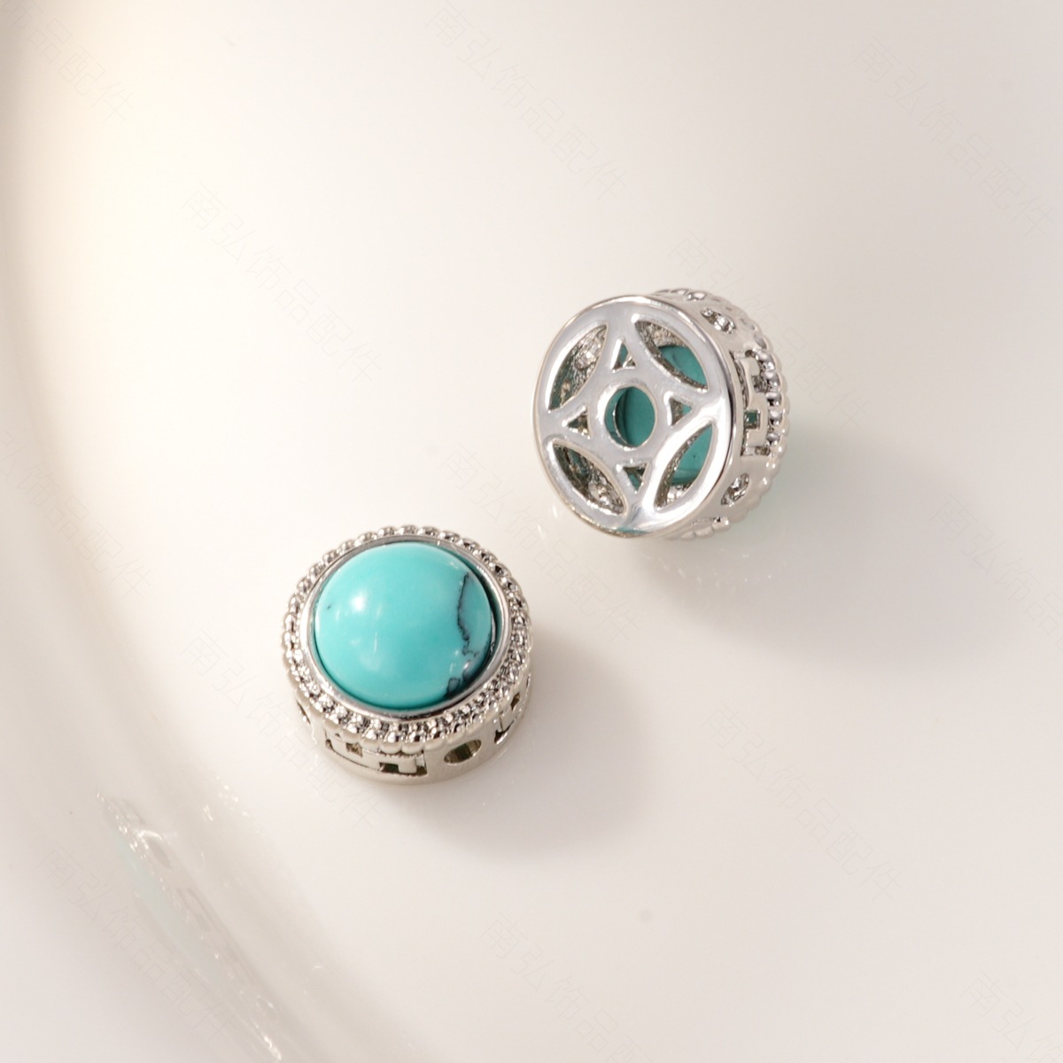 DIY jewelry and necklace clasp with zirconium natural stone aquamarine beads, copper plated with real gold for color retention and high-end feel pic 16