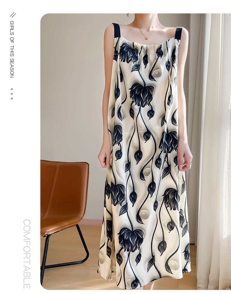 2025夏季新款一字领吊带连衣裙女法式大码遮肉长裙气质女装夏裙子详情35