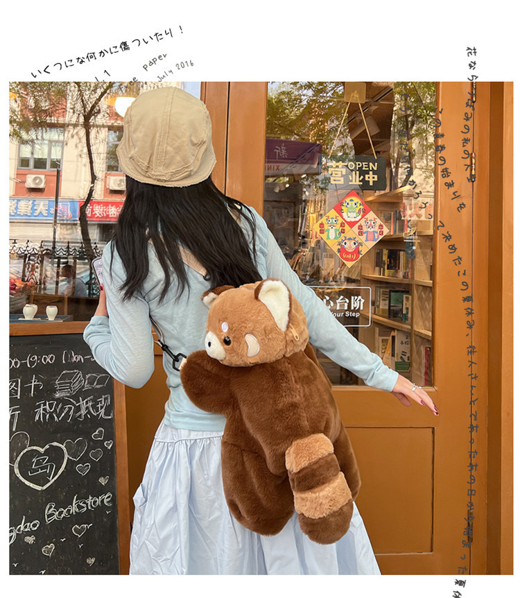 Little Panda Papa Bag Plush toy crossbody Bag 2024 New style personalized backpack for Girls, Cute and soft backpack pic 3