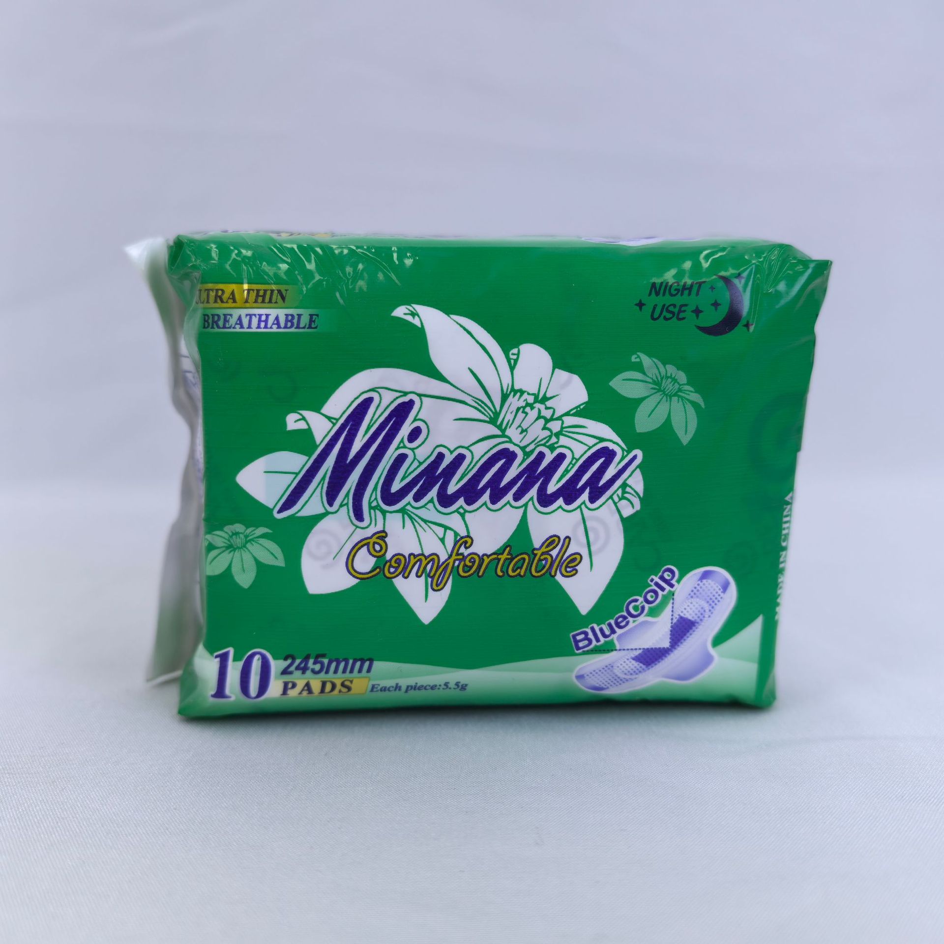 外贸热销minana卫生巾10片装245mm超薄透气姨妈巾工厂整箱批发详情7
