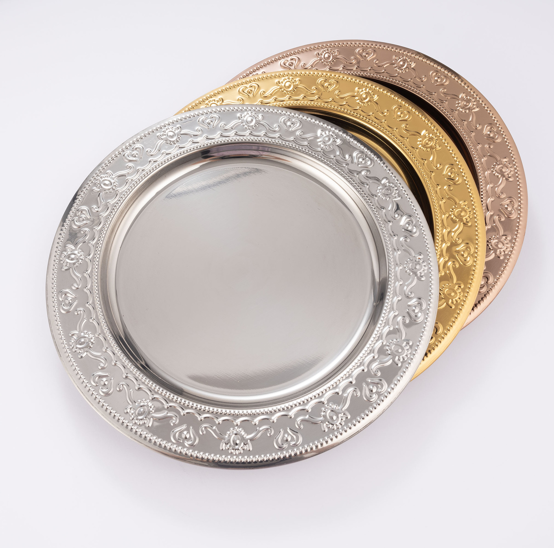 Stainless steel smooth plates, dinner plates, round flat plates, Western steak plates, restaurant bright pastry plates, cake plates pic 7