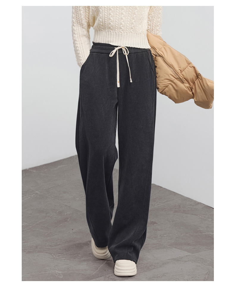 欧棉绒窄版阔腿裤女秋冬2025新款休闲高腰显宽松瘦垂感款式直筒裤详情33