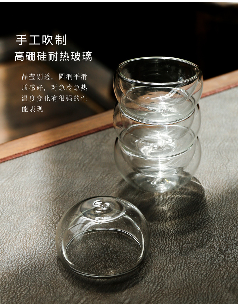 Pumpkin tea-tasting cup, heat-resistant glass tea cup set, home and office transparent tea brewing cup, double-layer heat-insulating water cup pic 7