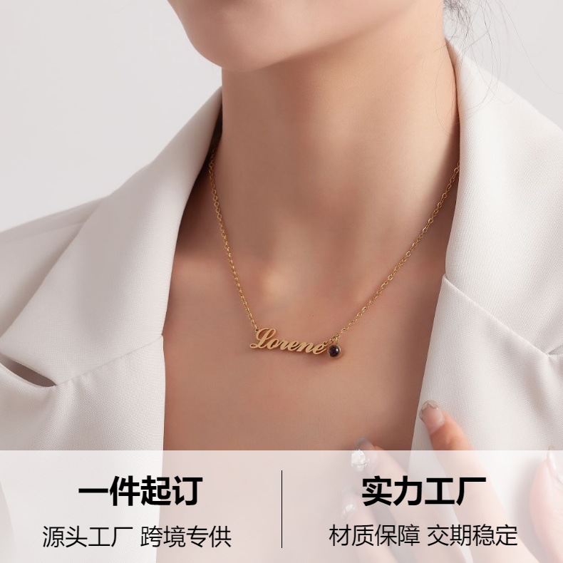 【私人定制】不锈名字+投影照片项链 DIY 彩色照片定制项链宝石详情3
