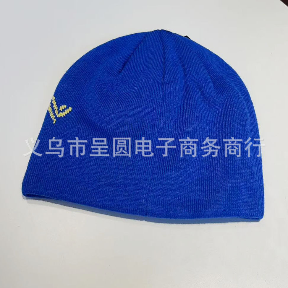 品牌【森多娜】针织帽 保暖防寒 秋冬R字母提花毛线帽加厚大版翻边男女百搭保暖套头帽小鸟护冷帽~详情8