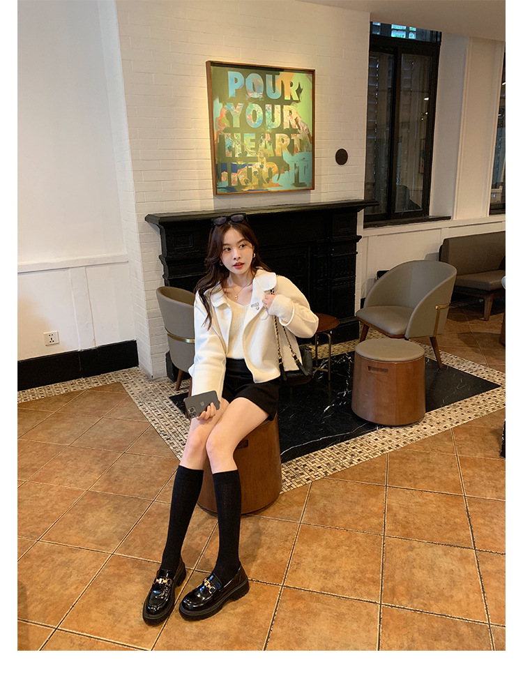 全牛皮~真皮小皮鞋女英伦风乐福鞋2023年新款圆头厚底日常JK单鞋详情40