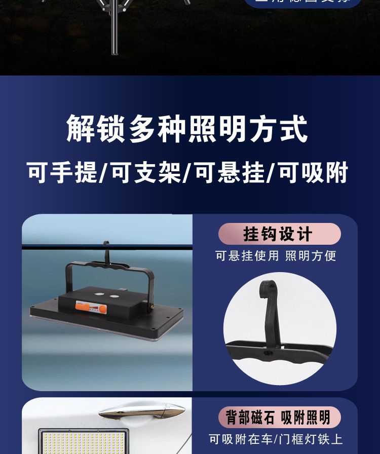 摆地摊夜市灯充电应急灯LED补光灯户外照明强光支架野外露营灯详情21