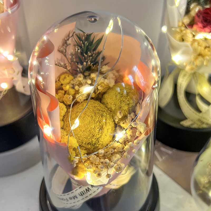 摆摊永生花礼品圣诞送女友花束创意小礼物生日情人节香皂花玻璃罩详情6